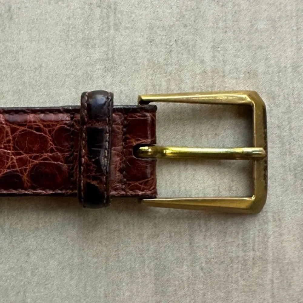 Paul Stuart Genuine Alligator Brown Belt - 36